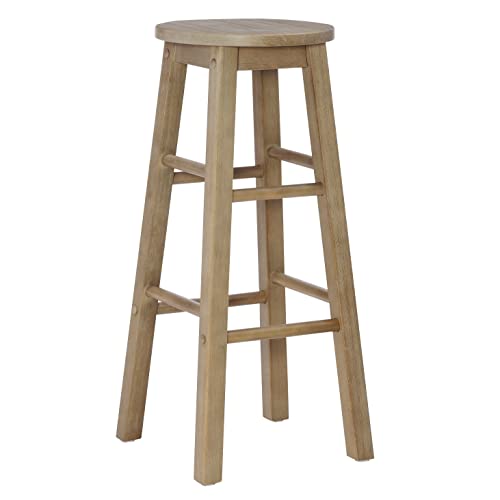 Linon Zeke Grey Wash 29" Barstool with Round Seat