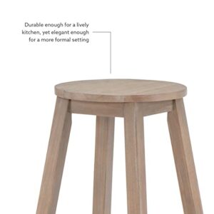 Linon Zeke Grey Wash 29" Barstool with Round Seat