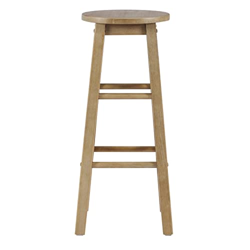 Linon Zeke Grey Wash 29" Barstool with Round Seat