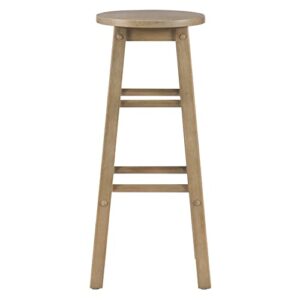 Linon Zeke Grey Wash 29" Barstool with Round Seat