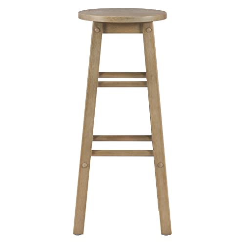 Linon Zeke Grey Wash 29" Barstool with Round Seat