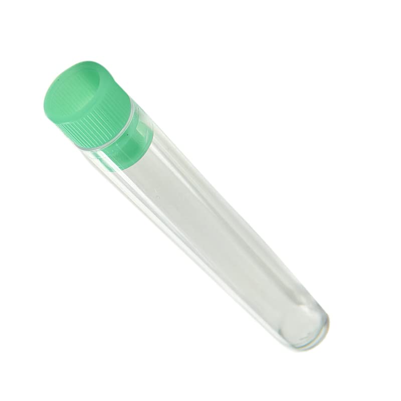 10Pcs 7x100mm Test Tubes with Green Caps Clear Plastic Test Tubes Set for Halloween, Christamas, Scientific Themed Kids Birthday Party Supplies, Daily Storage Home Storage Box Sealed Bottle.