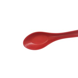 Plastic Large Soup Spoons with Long Handle, Red and Black Wonton Rice Spoons for Noodles Chinese Won Ton (12 Pack)