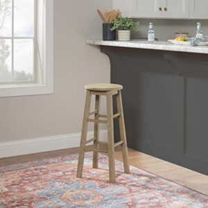 Linon Zeke Grey Wash 29" Barstool with Round Seat