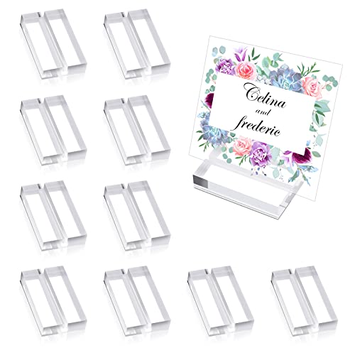 cobee Clear Acrylic Sign Display Holders, 10 Pcs Table Numbers Slot Stand, Clear Place Card Holders, Wedding Sign Holders, Slot Table Numbers Display Stands for Numbers Photos Office Menu Meeting