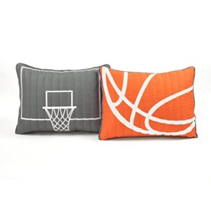 Lush Decor Basketball Game Reversible Oversized 5 Piece Quilt Set - Cozy & Soft Kids Sports Themed Bedding Set - Full/ Queen, Charcoal