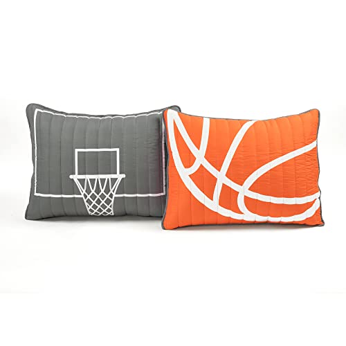 Lush Decor Basketball Game Reversible Oversized 5 Piece Quilt Set - Cozy & Soft Kids Sports Themed Bedding Set - Full/ Queen, Charcoal