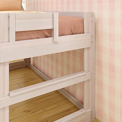 Max & Lily Modern Farmhouse Low Loft Bed, Twin Bed Frame For Kids, White Wash