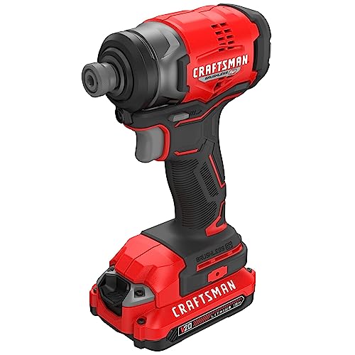 CRAFTSMAN V20 Cordless Impact Driver, 1/4 inch, Battery and Charger Included (CMCF813C2)