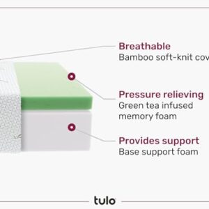 Tulo 6" Firm Comfort Memory Foam Bamboo Pressure Relief Mattress in a Box | Twin Size