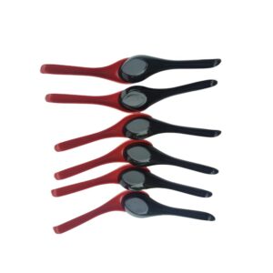 Plastic Large Soup Spoons with Long Handle, Red and Black Wonton Rice Spoons for Noodles Chinese Won Ton (12 Pack)