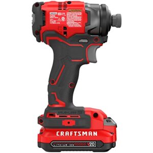 CRAFTSMAN V20 Cordless Impact Driver, 1/4 inch, Battery and Charger Included (CMCF813C2)