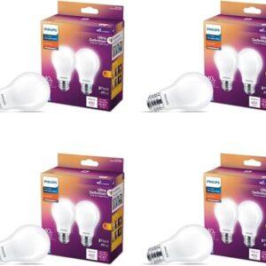 Philips LED A19 Ultra Definition Frosted Dusk to Dawn Light Bulbs - Flicker-Free 40w Light Bulbs with EyeComfort Technology - Soft White Lightbulb - 450 Lumen - E26 Base - 8 Pack