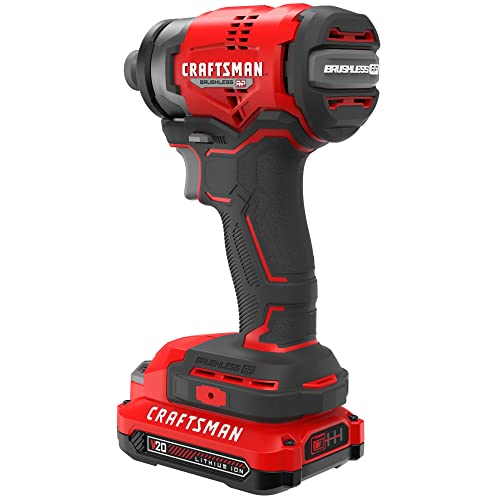 CRAFTSMAN V20 Cordless Impact Driver, 1/4 inch, Battery and Charger Included (CMCF813C2)