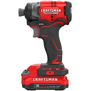 CRAFTSMAN V20 Cordless Impact Driver, 1/4 inch, Battery and Charger Included (CMCF813C2)