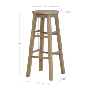 Linon Zeke Grey Wash 29" Barstool with Round Seat