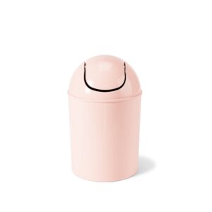 Umbra 1.25-Gallon Mini Waste Can w/Swing-Top Lid - Small Garbage Bin for Compact Spaces Under Tables & Counters, Miniature Trashcan, Removable Lid for Kitchens Bathrooms Bedrooms Dorms, Pink