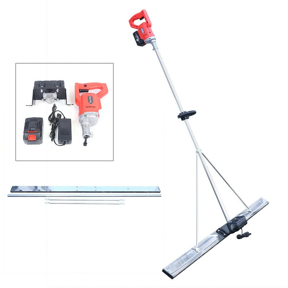 21V Electric Concrete Vibrators Cordless Concrete Vibrator Surface Power Trowel Vibrator Leveling Tool Concrete Tools Cement Screed Flattening Machine with 59"Screed Blade Rulder