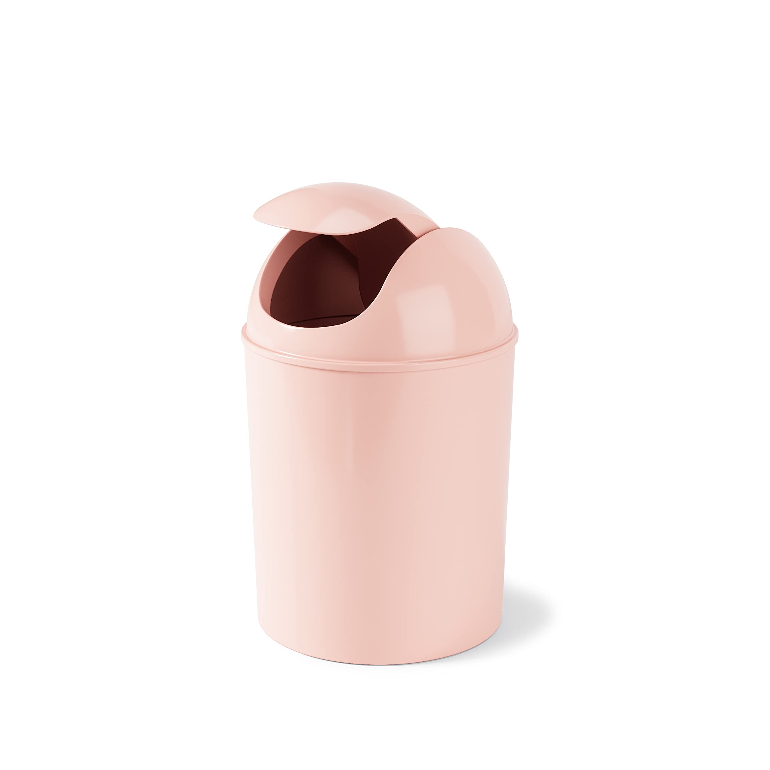 Umbra 1.25-Gallon Mini Waste Can w/Swing-Top Lid - Small Garbage Bin for Compact Spaces Under Tables & Counters, Miniature Trashcan, Removable Lid for Kitchens Bathrooms Bedrooms Dorms, Pink