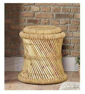 kam home handicrafts bamboo stool mudda stool set of 2 pcs chair/stool/muddha/mudda for outdoor indoor furnishing 2 piece