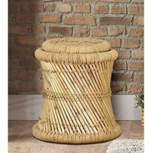 KAM Home Handicrafts Bamboo Stool MUDDA Stool Set of 2 PCS Chair/Stool/Muddha/Mudda for Outdoor Indoor Furnishing 2 Piece