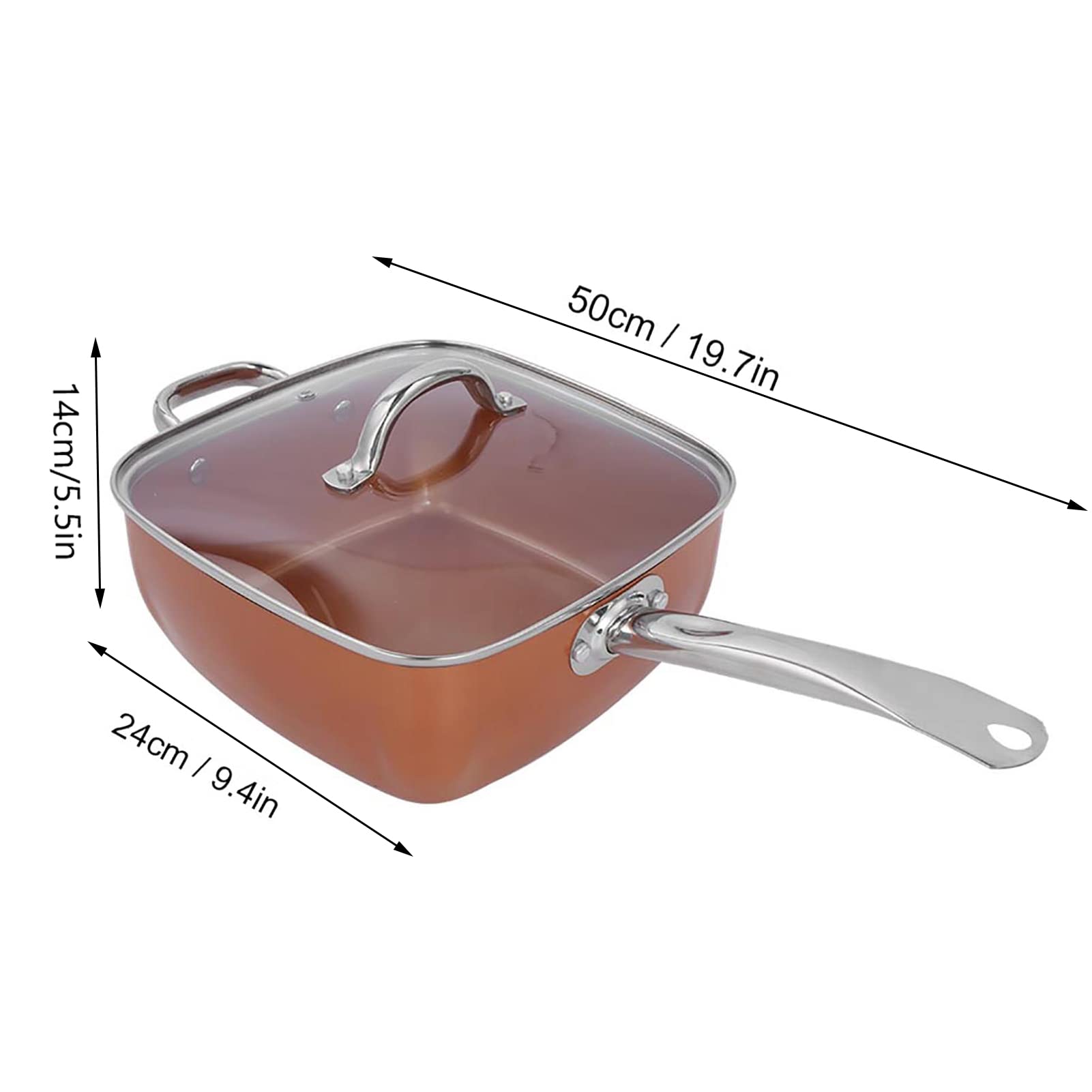 Frying Pan, 4Pcs Stainless Steel Saucepan Portable Non Stick Deep Fryer Multifunctional Kitchen Wok Chip Pans with Basket and Lid 25cm for Steak Chips Crab