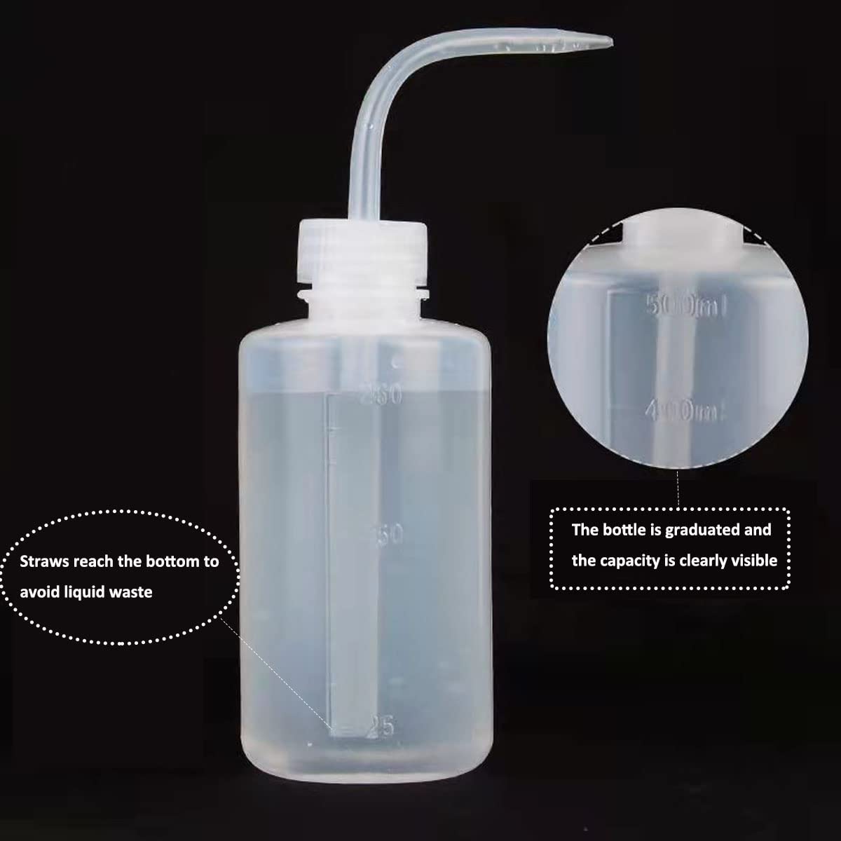 500ML 4PC Plastic Squeeze Bottle Safety Rinse Bottle Wash Bottle Squeeze Watering Can Water Squirt Irrigation Bottle Tattoo Wash Bottle for 500ML Medical Lab, Tattoo Supplies, White+Black+Green+Red