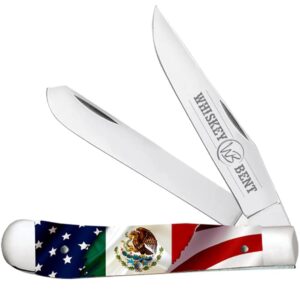 whiskey bent hat co. traditional trapper folding pocket knife 4.125" closed length 440c stainless steel blades (heritage)