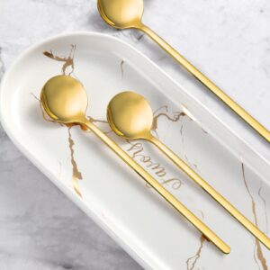 8 PCS 6.7 Inch Plated Stainless Steel Espresso Spoons, lyfLux Stirring Spoons Mini Teaspoons Set for Coffee Sugar Dessert Cake Ice Cream Soup Antipasto Cappuccino (Gold)