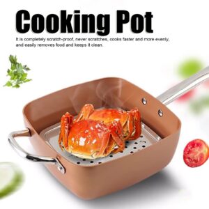 Frying Pan, 4Pcs Stainless Steel Saucepan Portable Non Stick Deep Fryer Multifunctional Kitchen Wok Chip Pans with Basket and Lid 25cm for Steak Chips Crab