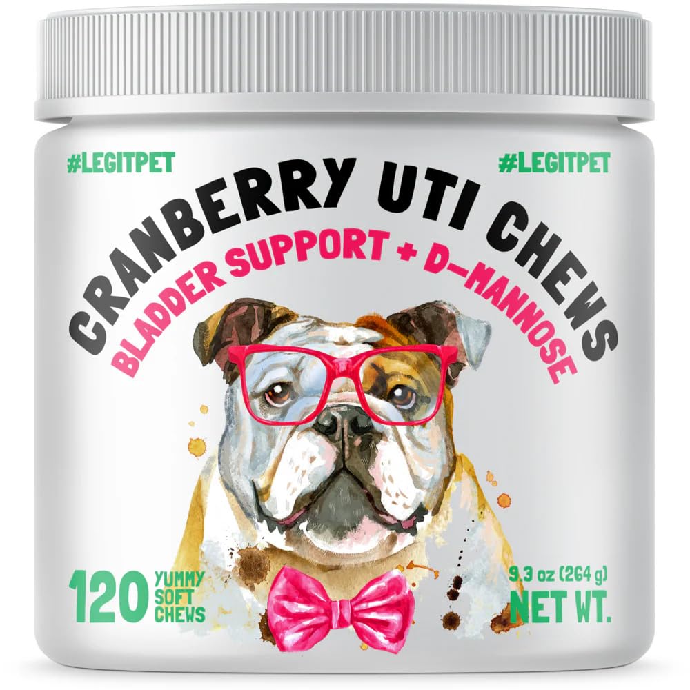 Cranberry UTI Chews for Dogs Bladder Support + D-Mannose Supports Kidney Urinary Tract and Bladder Health Natural Cranberry Wellness Supplement Immune System Booster Natural Pet Antioxidant 120 Chews