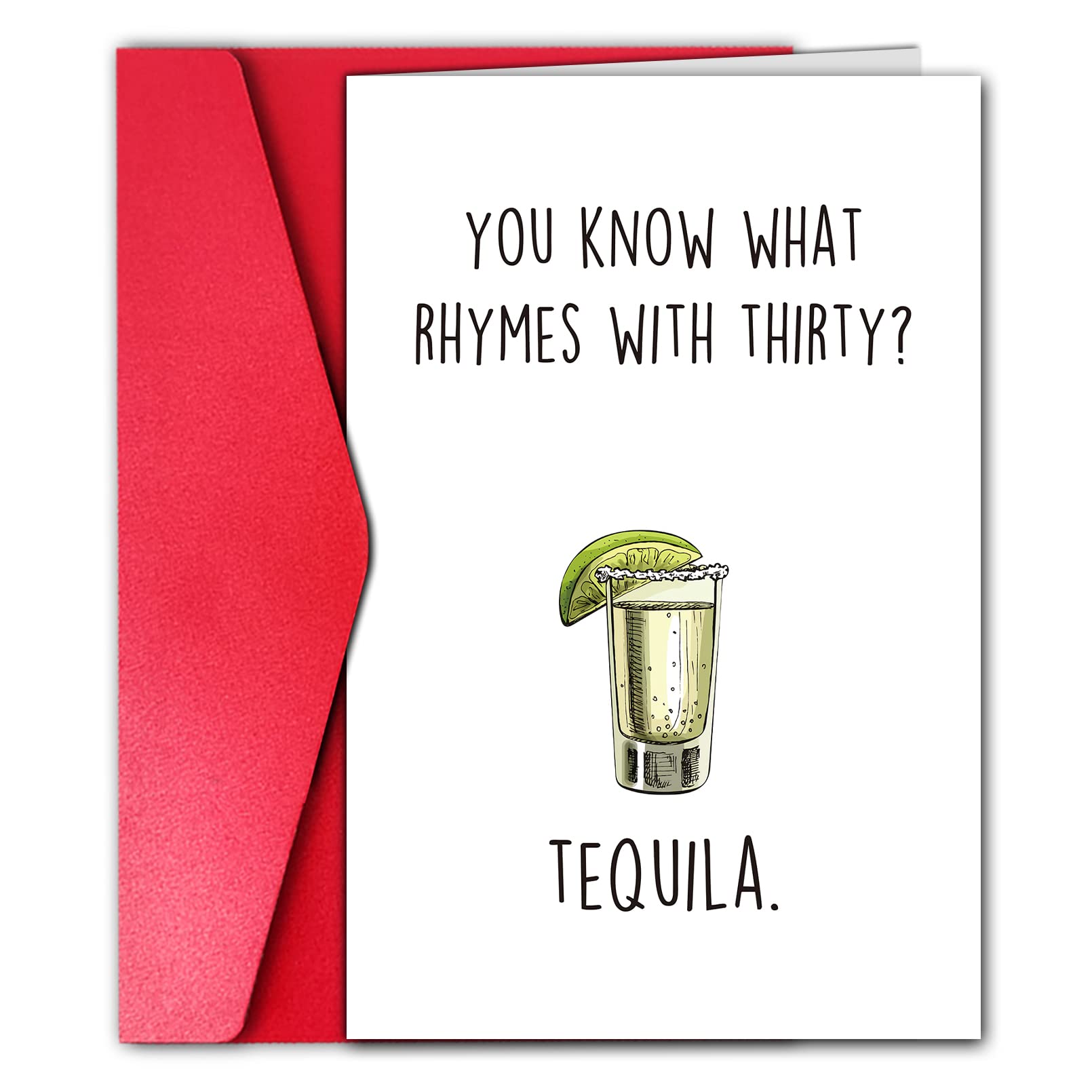 GYYsweetus Funny Tequila 30th Birthday Card, Hilarious 30 Year Old Birthday Gift for Him Her, Turning Thirty Bday Card for Sister Brother Coworker Best Friend