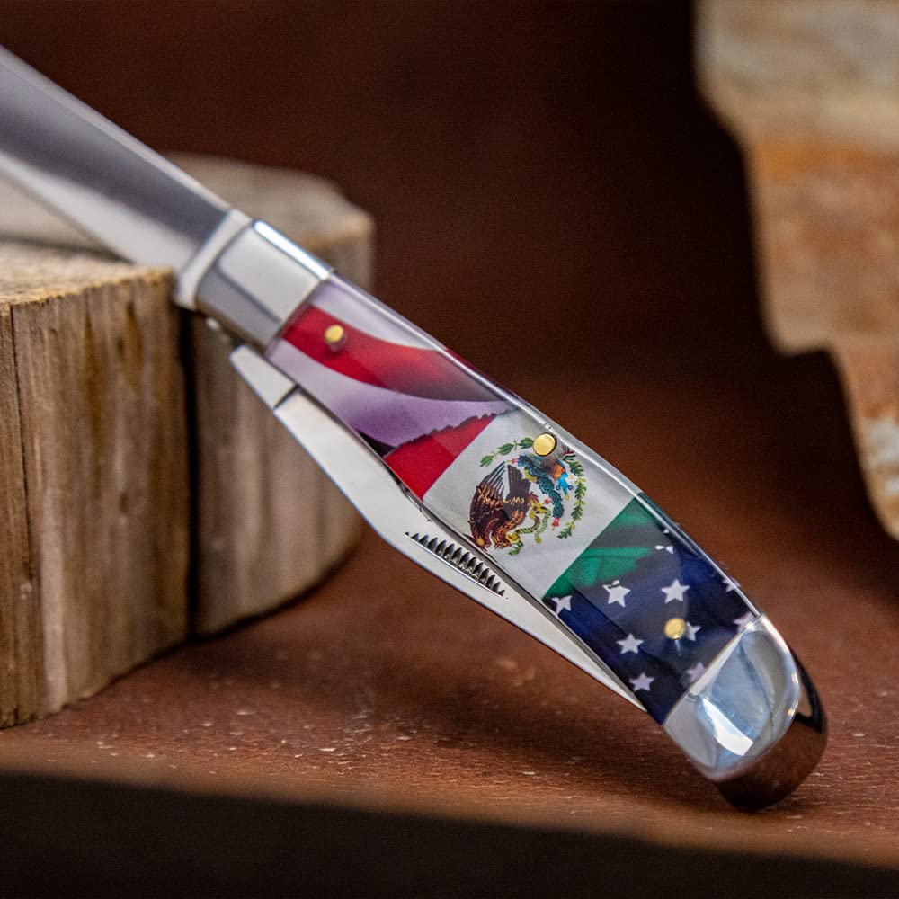 WHISKEY BENT HAT CO. Traditional Trapper Folding Pocket Knife 4.125" Closed Length 440C Stainless Steel Blades (Heritage)