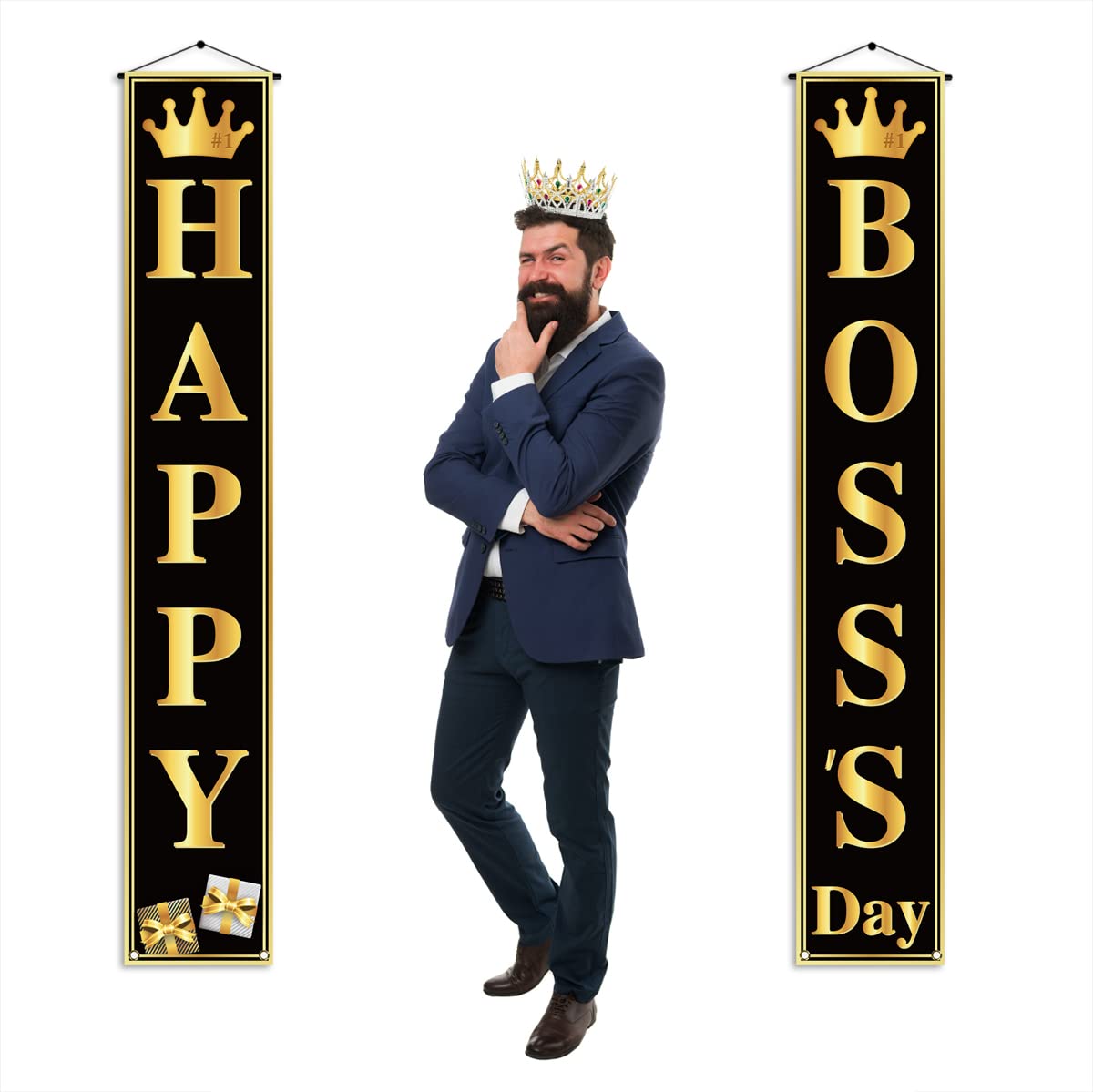 Pudodo Happy Boss's Day Porch Banner Best Boss Ever Gift Office Celebration Party Front Door Wall Hanging Banner Decoration