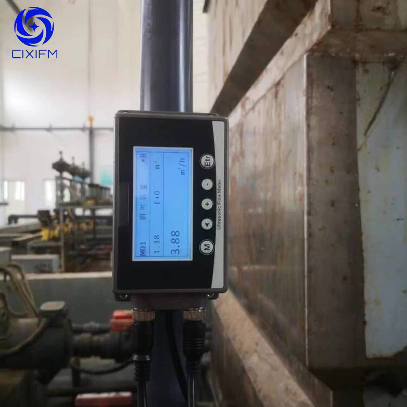 CIXIFM Ultrasonic Flow Meter Clamp On Digital Water Flow Meter Pipe Flow Sensor Measure Direct Flow Measurement Chemical Liquid Industrial-Grade Fuel Crude Oil Flowmeter DN15-DN40 4-20mA RS485