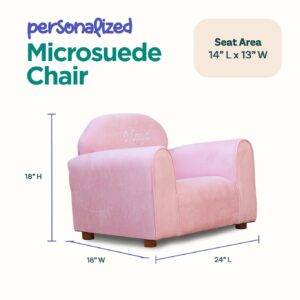 Keet Personalized Toddler Chair, Customize with Name, Personalized Kids Chair, Embroidered with Name, Kids Armchair Personalized, Easy to Coordinate, Ages 2-5 Years, Kid Sofa Chair, Microsuede Pink