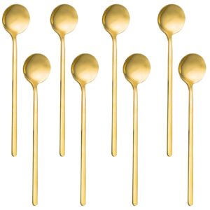 8 pcs 6.7 inch plated stainless steel espresso spoons, lyflux stirring spoons mini teaspoons set for coffee sugar dessert cake ice cream soup antipasto cappuccino (gold)