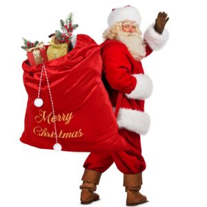 WILLBOND Large Velvet Christmas Santa Gift Sack 36 x 30 Christmas Santa Gift Bag Present Bag for Santa Costume Xmas Party Favor Supplies Gift Wrap