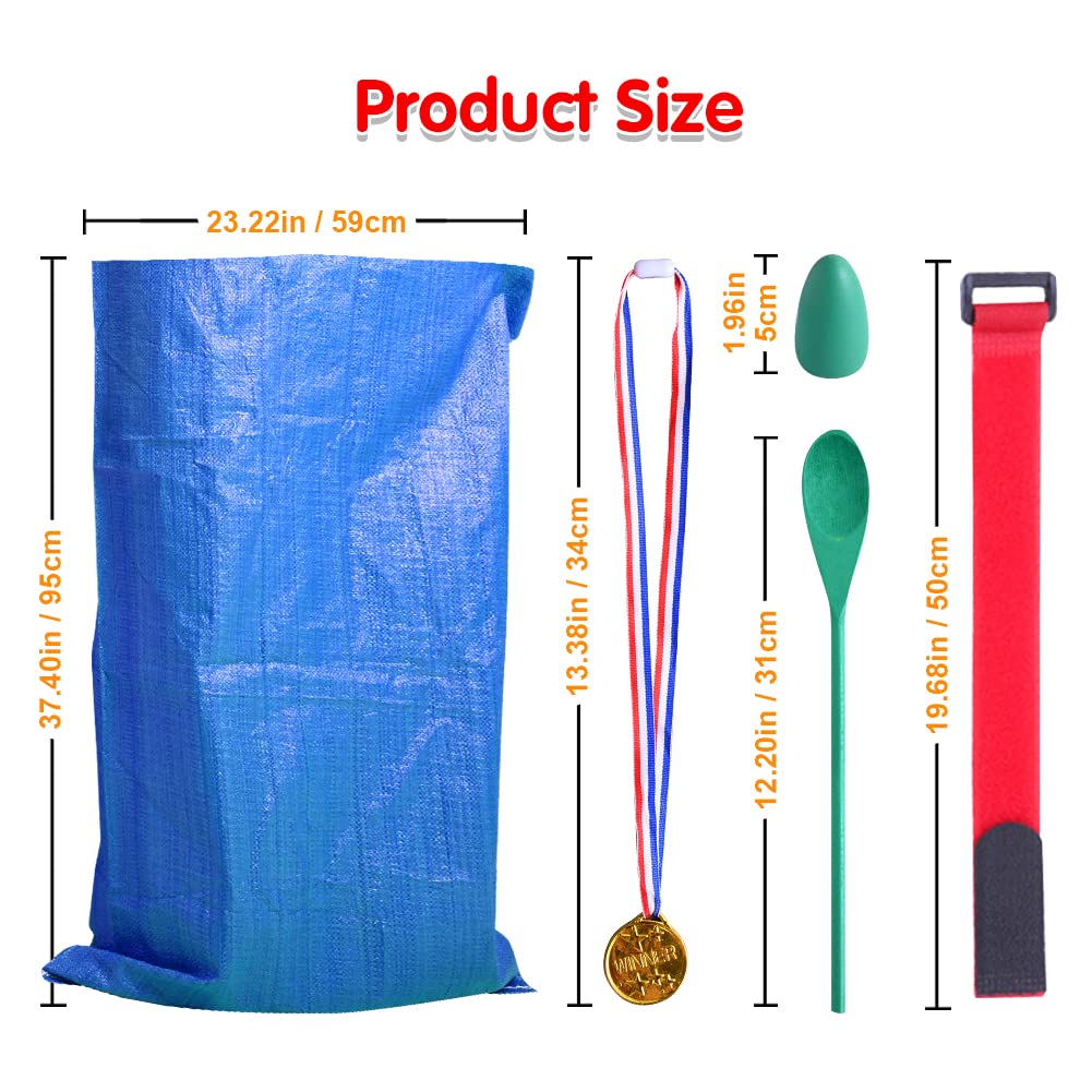 20PCS Outdoor Games Potato Sack Race Bag, 3-Legged Race Bands, with Egg and Spoon Race Lawn Games for Outside Backyard Field Day Birthday Party Games for Kids and Adults.