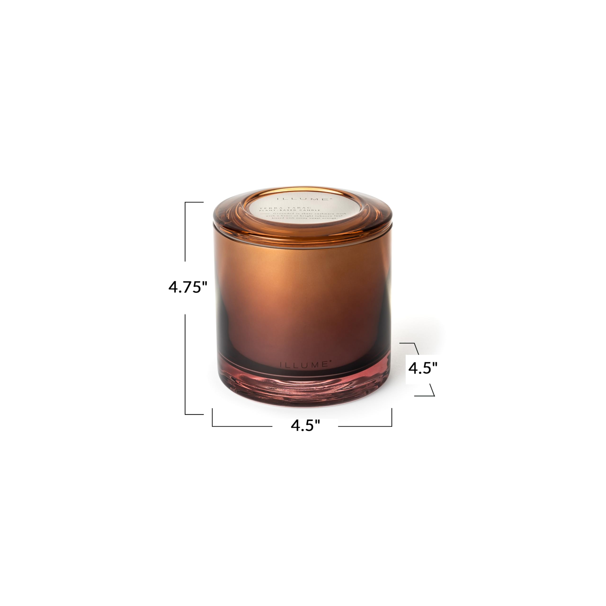 Illume Beautifully Done Essentials Terra Tabac Statement Glass Scented Soy Candle, 6" L x 3" W x 3" H