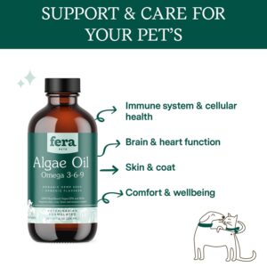 Fera Pet Organics Plant-Based Omega 3 Supplement for Dogs & Cats – Vet Created - Skin, Coat & Immunity – Vegan Omega 3 - EPA, DHA & ALA – 8oz, 48 Servings​