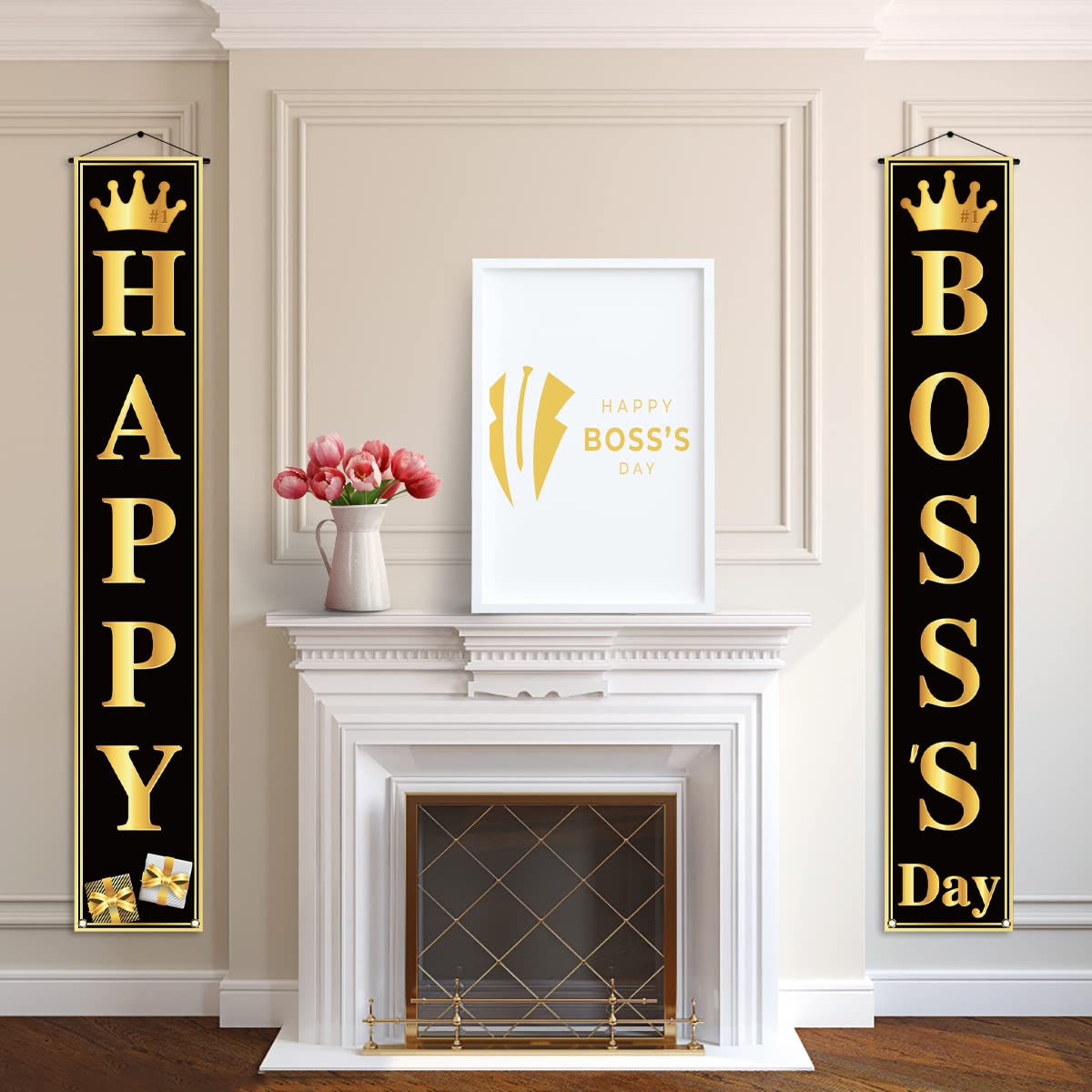 Pudodo Happy Boss's Day Porch Banner Best Boss Ever Gift Office Celebration Party Front Door Wall Hanging Banner Decoration