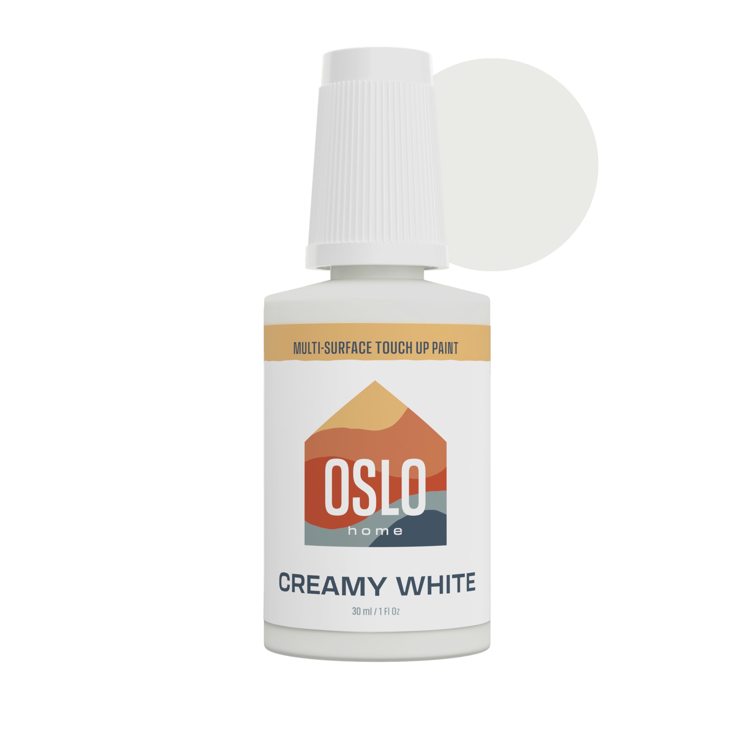 Oslo Home Porcelain + Appliance Touch Up Paint, Creamy White, 1oz, High-Gloss, w/Brush in Bottle, for Appliances