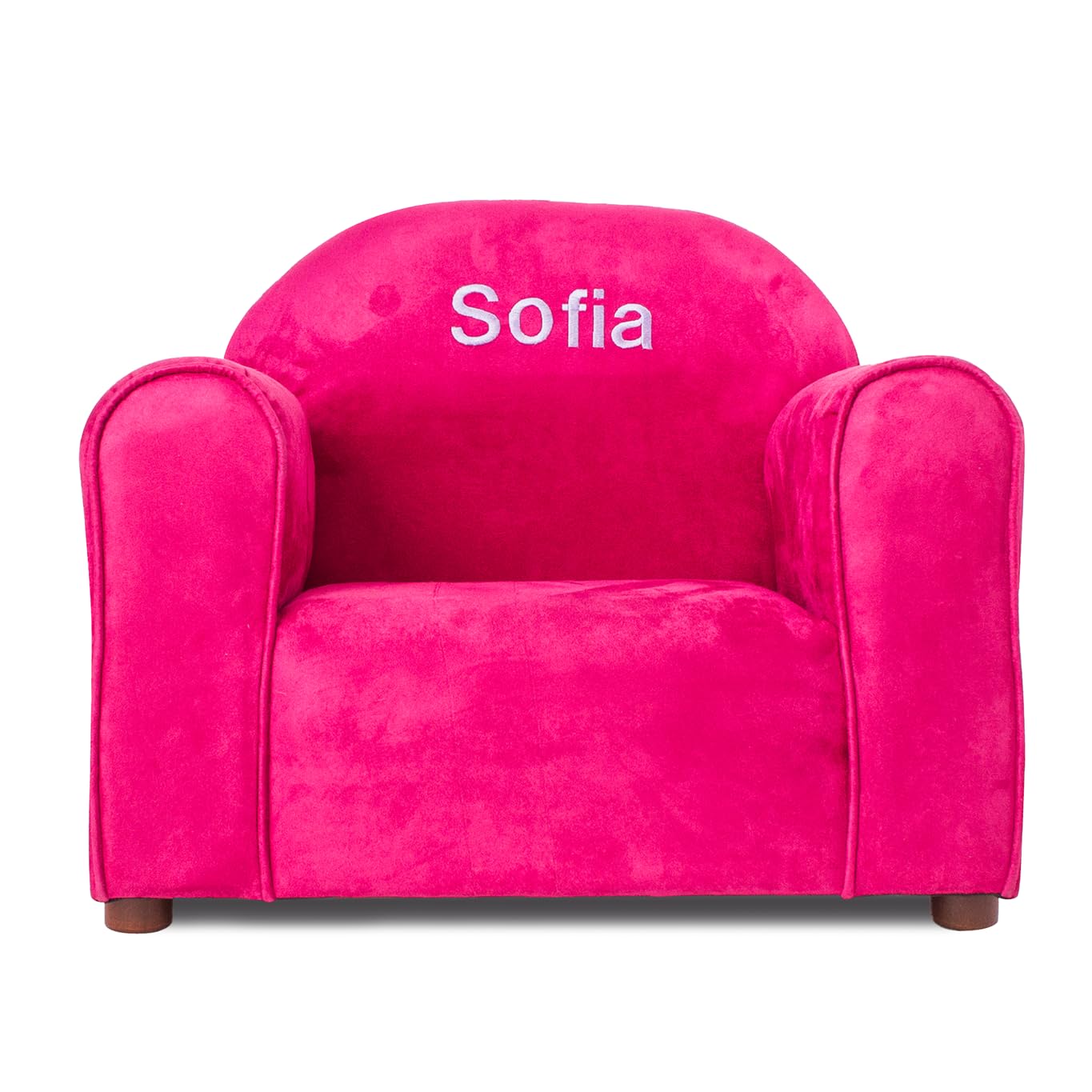 KEET Personalized Toddler Chair, Customize with Name, Personalized Kids Chair, Embroidered with Name, Kids Armchair Personalized, Easy to Coordinate, Ages 2-5 Years Kid Sofa Chair, Microsuede Hot Pink