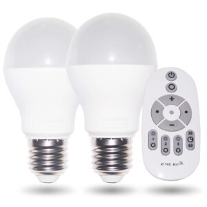 erkangsm smart led light-bulb dimmable with remote-control e27 9w light bulbs adjustable color temperature (warm/cool) and brightness, 2 pack (2 bulbs + 1 remote)