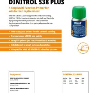 DINITROL 538 PLUS black 30ml Glass and Pinchweld Primer Bottle with Daubers