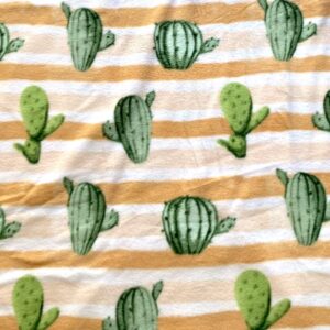 Cactus Stripes Anti-Pill Premium No-Sew Throw Fleece Fabric Kit (50x60)