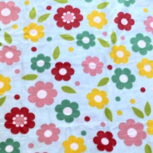 DAVID TEXTILES Retro Flowers Anti-Pill Premium No-Sew Throw Fleece Fabric Kit (50x60), Multi