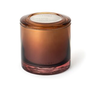 illume beautifully done essentials terra tabac statement glass scented soy candle, 6" l x 3" w x 3" h