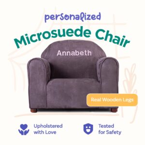 KEET Personalized Toddler Chair, Customize with Name, Personalized Kids Chair, Embroidered with Name, Kids Armchair Personalized, Easy to Coordinate, Ages 2-5 Years Kid Sofa Chair, Microsuede Charcoal